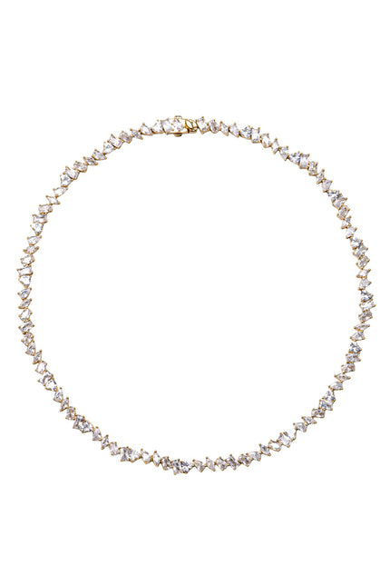 Gold 925 sterling silver necklace designed with a special crystal stone arrangement 118