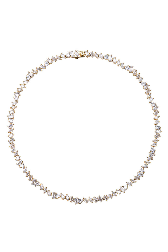 Gold 925 sterling silver necklace designed with a special crystal stone arrangement 118