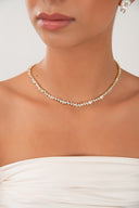 Gold 925 sterling silver necklace designed with a special crystal stone arrangement 118