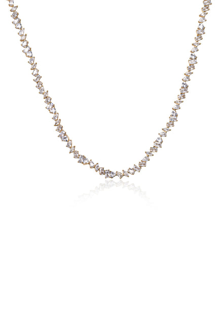 Gold 925 sterling silver necklace designed with a special crystal stone arrangement 118