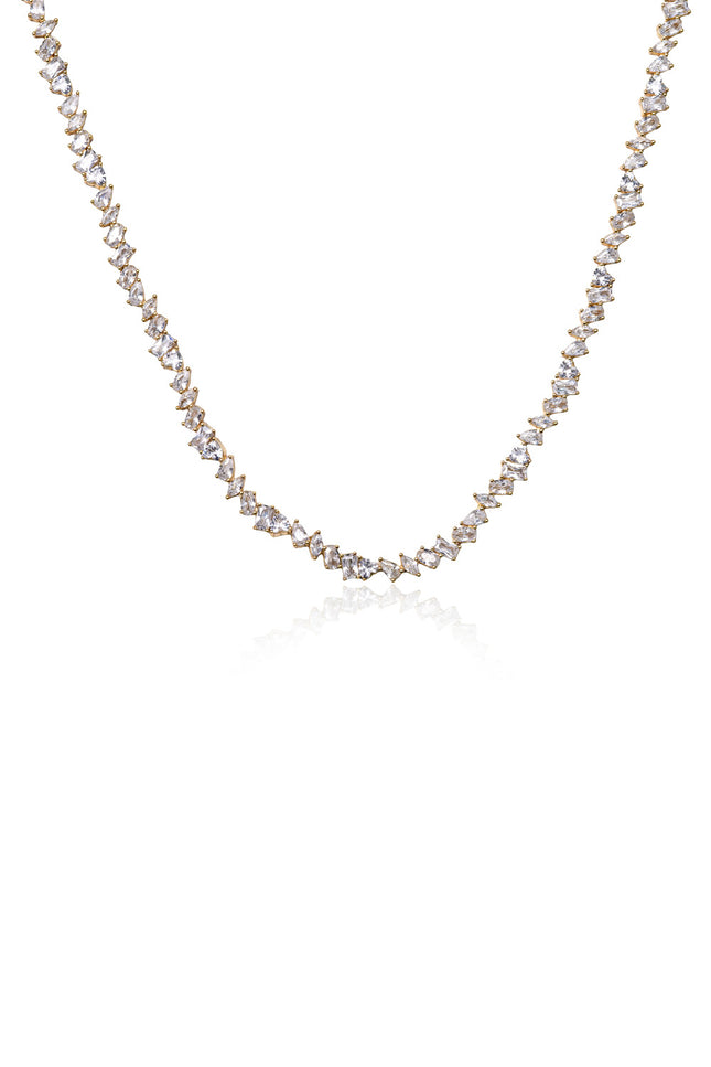 Gold 925 sterling silver necklace designed with a special crystal stone arrangement 118