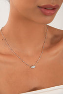 Silver 925 sterling silver necklace with a modern elegant form and chain detail 123
