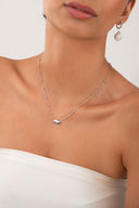 Silver 925 sterling silver necklace with a modern elegant form and chain detail 123