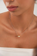 Gold 925 sterling silver necklace with a modern elegant form and chain detail 123