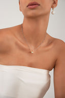 Gold 925 sterling silver necklace with a modern elegant form and chain detail 123
