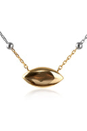 Gold 925 sterling silver necklace with a modern elegant form and chain detail 123