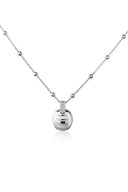 Silver 925 sterling silver necklace with layered shell form and crystal stone details 124