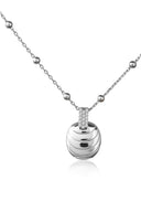 Silver 925 sterling silver necklace with layered shell form and crystal stone details 124