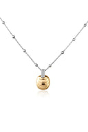 Gold 925 sterling silver necklace with layered shell form and crystal stone details 124