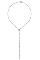 Silver Long Y-shaped 925 sterling silver necklace with crystal stone detail 168