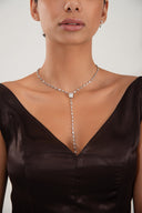 Silver Long Y-shaped 925 sterling silver necklace with crystal stone detail 168