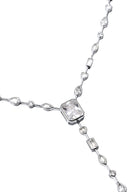 Silver Long Y-shaped 925 sterling silver necklace with crystal stone detail 168