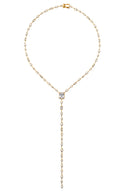 Gold Long Y-shaped 925 sterling silver necklace with crystal stone detail 168