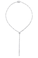 Silver Long Y-shaped 925 sterling silver necklace with crystal stone detail 170