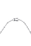 Silver Long Y-shaped 925 sterling silver necklace with crystal stone detail 170