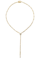 Gold Long Y-shaped 925 sterling silver necklace with crystal stone detail 170