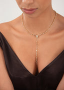 Gold Long Y-shaped 925 sterling silver necklace with crystal stone detail 170