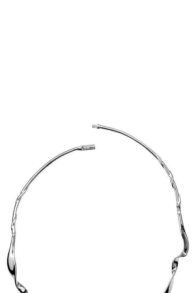 Silver Curved design 925 sterling silver necklace with sparkling details 174