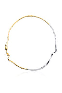Gold Curved design 925 sterling silver necklace with sparkling details 174