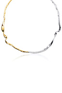 Gold Curved design 925 sterling silver necklace with sparkling details 174