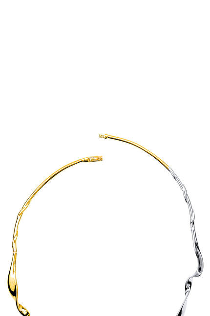 Gold Curved design 925 sterling silver necklace with sparkling details 174