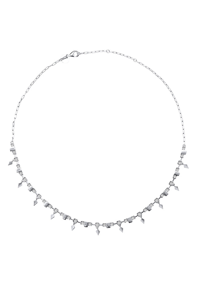 Silver Sparkling charm detailed 925 sterling silver necklace 175