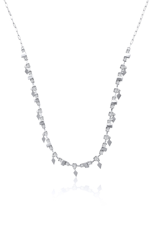 Silver Sparkling charm detailed 925 sterling silver necklace 175