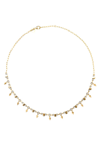 Gold Sparkling charm detailed 925 sterling silver necklace 175