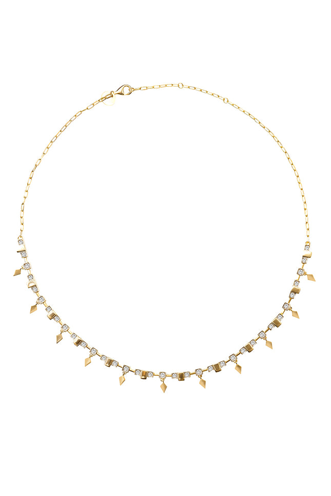 Gold Sparkling charm detailed 925 sterling silver necklace 175