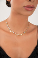 Gold Sparkling charm detailed 925 sterling silver necklace 175