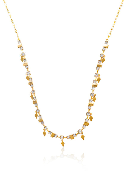 Gold Sparkling charm detailed 925 sterling silver necklace 175
