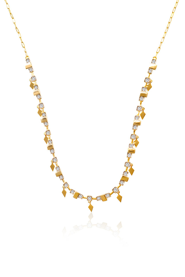 Gold Sparkling charm detailed 925 sterling silver necklace 175