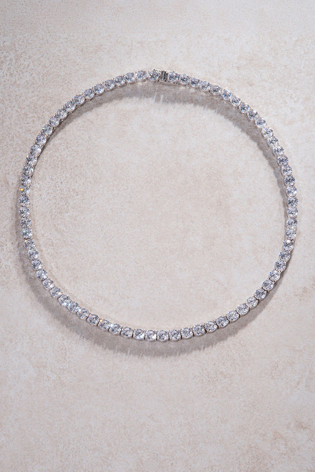 Silver Crystal stone detailed 925 sterling silver tennis necklace 80