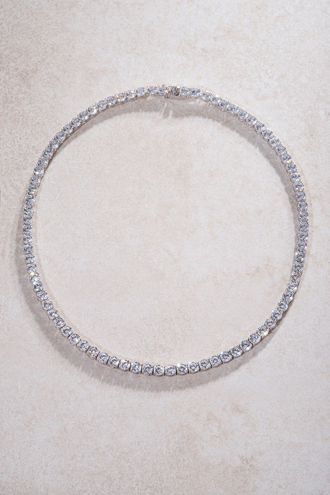 Silver Crystal stone detailed 925 sterling silver tennis necklace 81