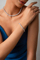 Silver Crystal stone detailed 925 sterling silver tennis necklace 81