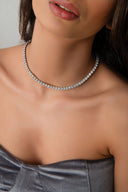 Silver Crystal stone detailed 925 sterling silver tennis necklace 82