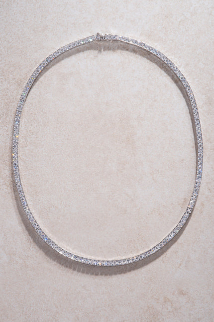 Silver Crystal stone detailed 925 sterling silver tennis necklace 83