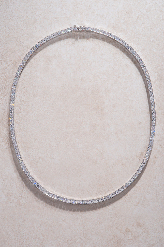 Silver Crystal stone detailed 925 sterling silver tennis necklace 83