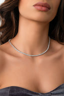 Silver Crystal stone detailed 925 sterling silver tennis necklace 84