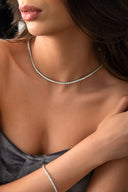 Silver Crystal stone detailed 925 sterling silver tennis necklace 85