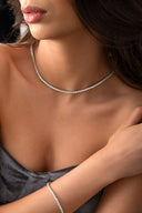Silver Crystal stone detailed 925 sterling silver tennis necklace 85