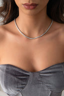 Silver Crystal stone detailed 925 sterling silver tennis necklace 86