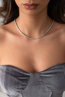 Silver Crystal stone detailed 925 sterling silver tennis necklace 86