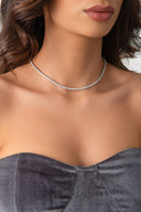 Silver Crystal stone detailed 925 sterling silver tennis necklace 87