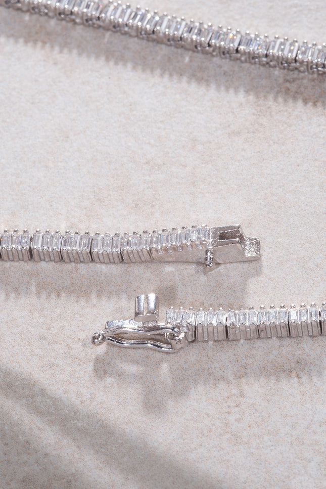 Silver Crystal stone detailed 925 sterling silver tennis necklace 89
