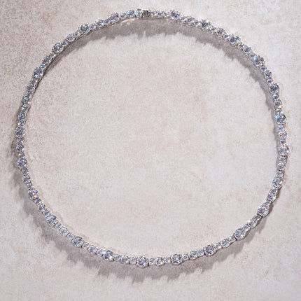 Silver Crystal stone detailed 925 sterling silver tennis necklace 92