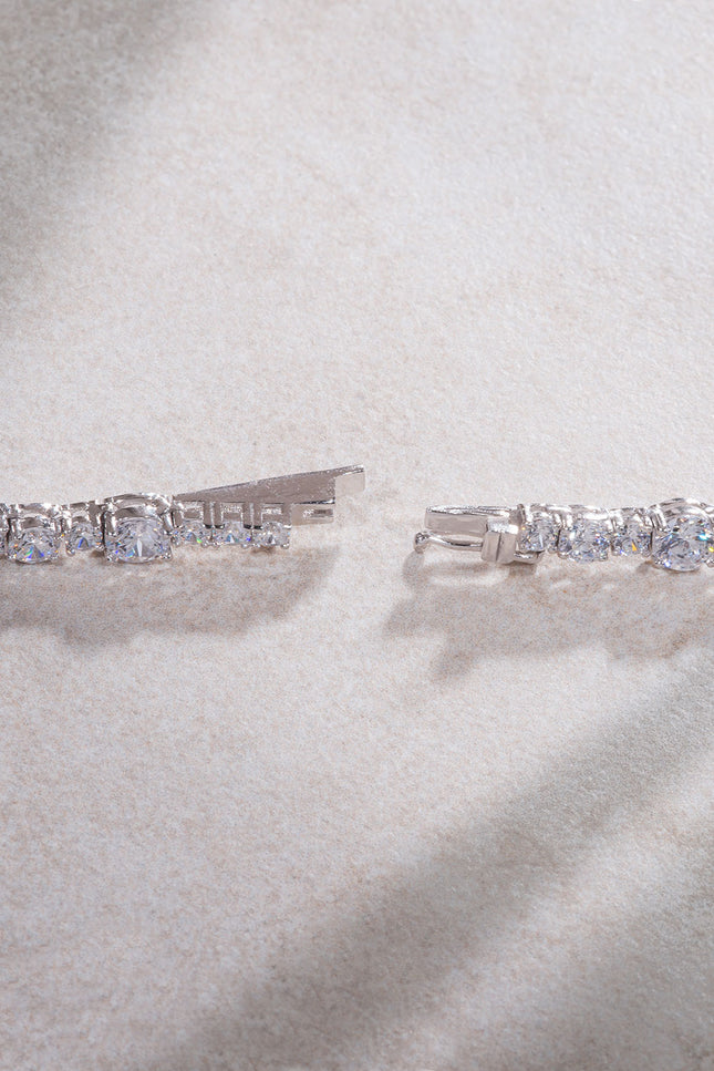 Silver Crystal stone detailed 925 sterling silver tennis necklace 92