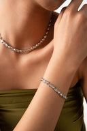 Silver Baguette stone 925 sterling silver bracelet 19
