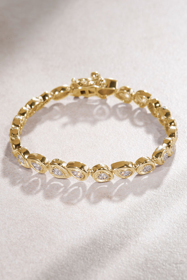 Gold Baguette stone 925 sterling silver bracelet 19