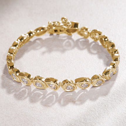 Gold Baguette stone 925 sterling silver bracelet 19
